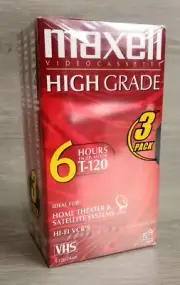 Maxwell High Grade T-120 3 Pack Blank Vhs Cassette Tapes