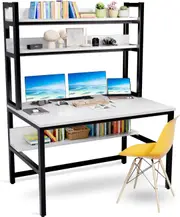 Computer Desk Hutch Bookshelf, White