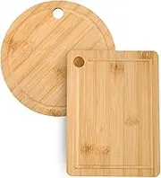 Donxote Small Cutting Board Set of 2 - Butcher Block with Juice Groove for Fruits and Vegetables, Mini Bamboo Wood Chopping Board for Kitchen Gadgets