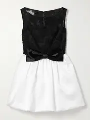 [Self-Portrait] Self-Portrait - Gathered Satin And Embellished Tulle Mini Dress - White - UK 10 UK 10 White