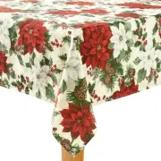 Poinsettia Christmas Print Tablecover St. Nicholas square Oblong or Round