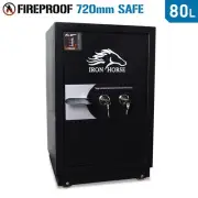 IRON HORSE Fireproof Safe 720x453x430mm 80ltr 88kg Dual Key Fire Proof