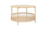 Design Square Connell Round Wooden Coffee Table W/ Shelf Oak