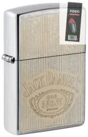 Zippo 49833 Jack Daniels Logo Street Chrome Lighter + FLINT PACK