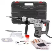 1400-Watt Demolition Hammer Jackhammer Trigger-Lock Concrete Breaker with 2 Chis