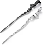 2Pcs Irregular Lines Hair Sticks,Chopstick Hair Pins Hair Clip,New Chinese Style Hair Sticks for Long/Thick/Curly Hair,Bun Hairstyles Hairpin Headwear,Hair Accessories,Silver and Black