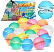 Reusable Water Balloons Refillable Water Balloons Quick Fill Self-Sealing Soft Silicone Water Bombs Splash Balls for Fun Outdoor Water Fight Games Toys Summer Pool Beach Toys for Kids Ages 3+