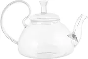 Zerodeko Heat Resistant Transparent Glass Teapot with Large Handle for Kung Fu Tea Home Use Capacity for Tea and Herbal Brews