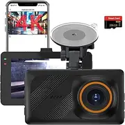 4K+2K Dash Cam Front and Rear, WiFi Dash Cam, 170°+160° Wide Angle, 3.0" IPS Display, Night Vision, G-Sensor, WDR, 24H Parking Monitor, Loop Recording & Motion Detection, 256GB SD Card (3 inch)