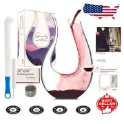 Premium Crystal Wine Decanter with Drip-Free Spout—Enhances Flavor & Experience
