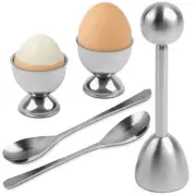 Egg Shell Opener Set – 2 Pcs Egg Cups for Soft Boiled Eggs & 2 Pcs Spoons, Ru...