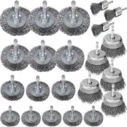 Cup Brush Set - Wire Brush for Drill, 1/4 Inch Hex Shank, Coarse Carbon Steel...