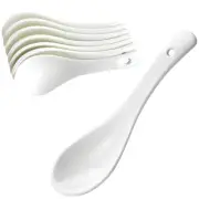 Set of 10 Ceramic Soup Spoons, 5.5-inch, Asian Soup Spoons, Rice Spoons, Chin...