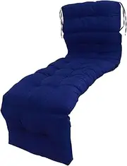 Pool Lounge Chair Cushion, Indoor Outdoor Chaise Lounge Cushion Comfortable Tufted Polyester PP Cotton 4 Fold with Ties for Garden (Navy Blue)