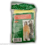 2 Pack Yellow Emergency Hooded Poncho Survival Kits Bug Out Bags Camping Hiking