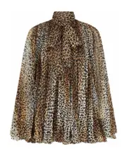 leopard print pleated mini dress IT40,IT38 Green