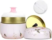 SHIMIDO Body Powder Puff and Container, 3.15" Portable Empty Body Powder Container for Baby Women's Loose Dusting Powder, Powder Case Box with Lids for Bath, Travel and Home Use (Old time)