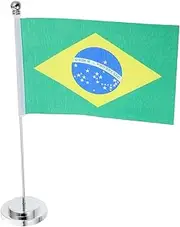 AUTSUPPL Desk Flag Holder Single Rod Stand Brazil International Flag Mini Tabletop for Decor Hotel Restaurant