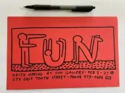 HARING-RARE FUN GALLERY SHOW ORIGINAL COCKTAIL PREVIEW INVITE- Feb 3, 1983-MINT