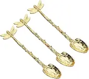 LIGIGWASH 3Pcs Vintage Forest Style Coffee Spoons Dessert Scoops Design for Ice Cake Fruit Sturdy Serving Utensils for Home Restaurant