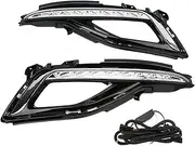 Brilluxa LED Daytime Running Lights, Left & Right DRL Fog Lamp Assembly, Xenon White LED, Compatible with Sonata 2015-2017