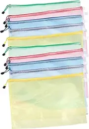 COHEALI 10pcs Mesh Zipper Pouch Document Bags for Office File Storage Bag Transparent Mesh A3 Size Easy to Carry Store Random Color