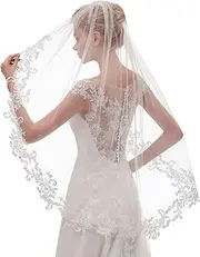 [CZCMYAU] Women's Short Wedding Bridal Headdress, Lace White Wedding Bridal Veil With Comb
