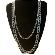 316L Stainless steel Silver Cuban Miami chain necklace set 10mm/24” & 5mm/19.5''