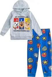 [PAW PATROL] Boys 2 Piece Hoodie and Pant Set for Toddlers with Marshall, Rubble and Chase – Blue/Light Grey