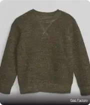 Gap Toddler Boys Army Jacket Green Waffle- Knit Pullover Sweater Size 2 Year NWT