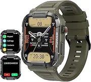 findtime Military Smart Watch Answer Make Calls Heart Rate Blood Pressure 1.85'' HD Screen Mens Smartwatch for Android iOS Phones Tactical Pedometer IP68 Waterproof Fitness Watch