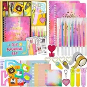 54 Pcs Girls DIY Diary Set,DIY Journal Kit Stationery Toys Set for Ages 8-14, Thin Stickers and Little Girls Daily Supplies Art Craft Kit, Birthday Gifts for Teen Girls Good Idea Choice