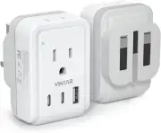 1 Pack UK Adapters for Travel, VINTAR Foldable Ireland Plug Adapter, Type G Pulg