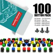 100 Pieces Pack - Tactile Push Button Switch Tact Cap Arduino Raspberry PI ESP32
