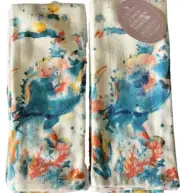 Blue Crab Kitchen Dish Towels Set of 2 Beach Summer 18x28" Cotton Abstract
