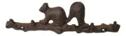 Rustic Cast Iron Playful Squirrel Perching On Tree Branch 4-Peg Wall Hooks Decor