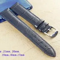 在飛比找PChome24h購物優惠-進口高級錶帶 鱷魚皮壓紋通用型藍色款 ( 22mm.21mm