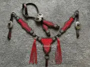 Western Brown Leather Tack Set Of Head Stall/Breast Collar