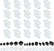 Swpeet 20Pcs 0.6"×1.2" Clear Oval Chair Leg Caps, Floor Protectors, Table Chair Leg Protection Cover, Furniture Leg Caps，Leg Tips Covers, Feet Pads, Feet for Furniture Table Chair