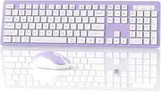 Wireless Keyboard Mouse Combo - 2.4Ghz Office Quiet Keyboard and Mouse Wireless - 104 Keys Full Size Ergonomic Keyboard for Laptop, Computer, PC, Notebook (Full Size Purple White)