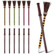 12x Wand Pencils Set Halloween Witch Broom Pencils Wizard Favors Halloween Theme Birthday Goody Bag as shown