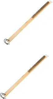 BESPORTBLE 2pcs Long Handle Pizza Oven Brush Steel Wire Pizza Stone BBQ Pizza Oven Accessories for Easy Cleaning