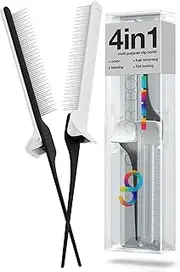 ColorBow Rat Tail Combs, Teasing Comb, Flat Iron Combs for women, Parting Combs for braiding hair, Hairstylist essentials for Highlights - balayage board hair combs for styling & cutting (2 Pack)