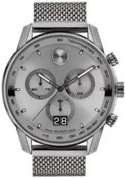 Movado Bold 3600910 Gunmetal S/Steel Mesh Bracelet Men's Chrono Swiss Made Watch