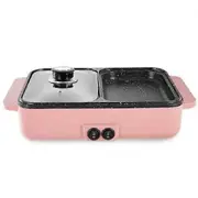 Wiuo 2 In 1 Electric Hot Pot Cooker Bbq 1400w Grill Multicooker Electric Bbq Grill Non Stick Plate Barbecue Pan Hot Pot 110v-220v pink