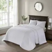 BEAUTIFUL CLASSIC XXXL WHITE SHABBY CHIC FLORAL SOFT BEDSPREAD QUILT SET NEW!