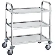VEVORStainless Steel Cart,3 LayersLab Utility Cart181 kg Weight Capacity,Medical Cartwith Lockable Universal Wheels, for Lab, Clinic, Kitchen, S