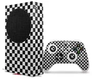 Skins XBOX Series S Console Controller Checkered Canvas Black White
