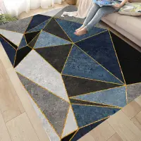 在飛比找松果購物優惠-北歐風客廳地毯3D印花門墊豪華水晶絨可機洗長方形地毯 (1.