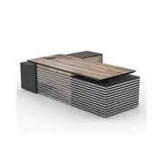 Modern Furniture PHOENIX Executive Desk with Right Return 280cm - Oak&Black
